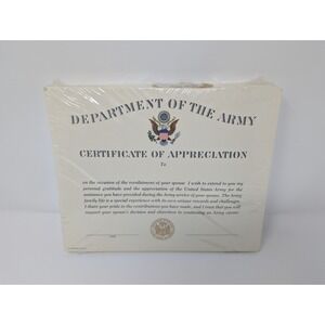 Department Of The Army Certificate Of Appreciation Spouse Enlist 1987 NEW 100qty